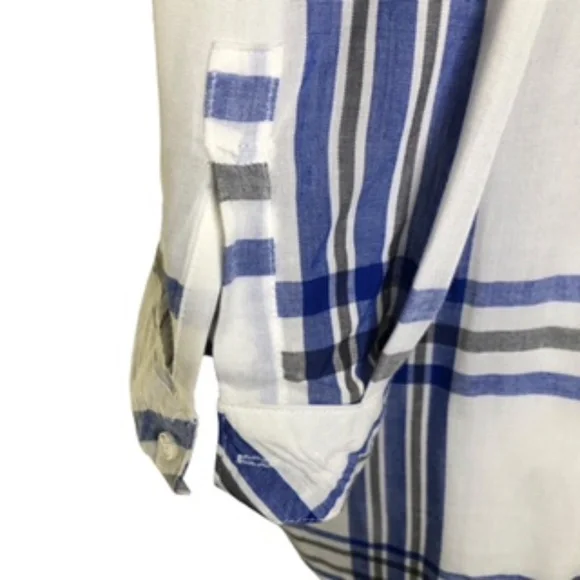 NWOT Hester & Orchard Plaid Button Front Roll Up Tabbed Sleeve Shirt Size M - Picture 6 of 11